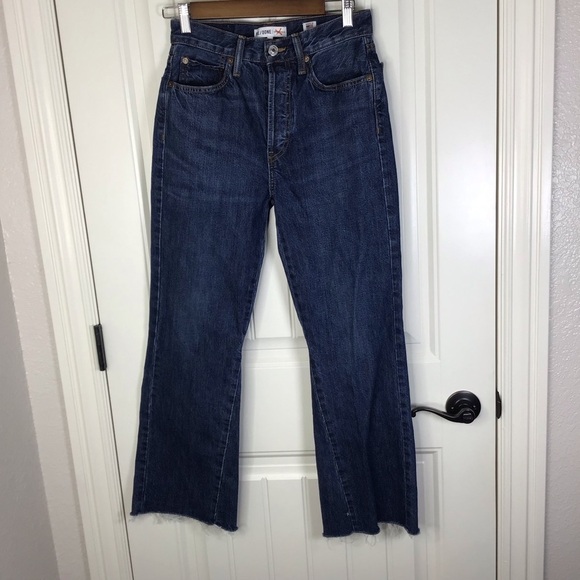 RE/DONE High Rise Crop Flare Jeans in Dark Size 26. - Picture 2 of 12